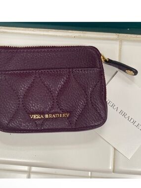 Vera Bradley Plum Quilted Leather Zip Wristlet
